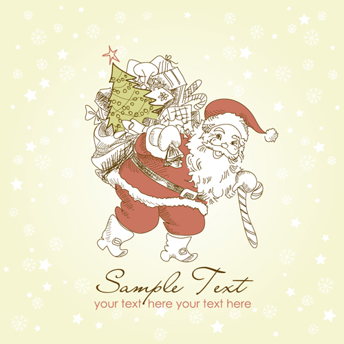 Hand drawn Vintage Santa vector material 01
