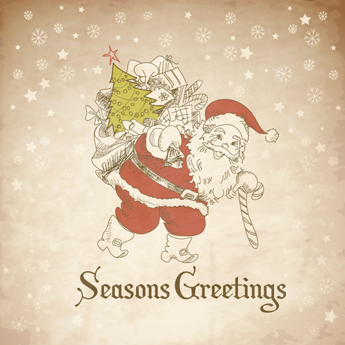 Hand drawn Vintage Santa vector material 02