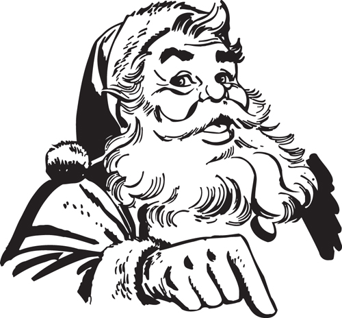 Hand drawn Vintage Santa vector material 03