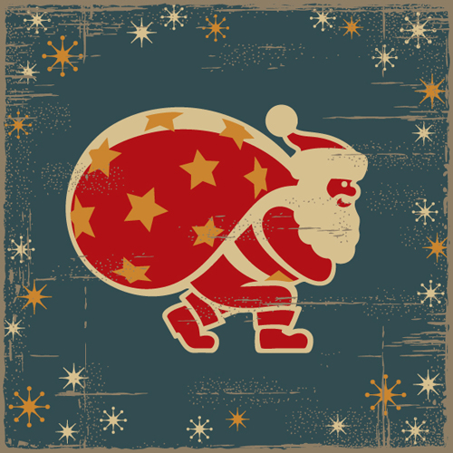 Hand drawn Vintage Santa vector material 04