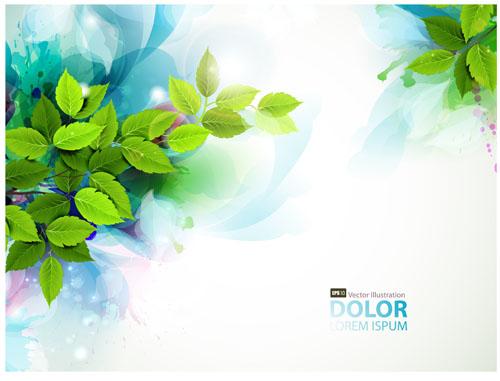 Floral girls with watercolor vector background 02