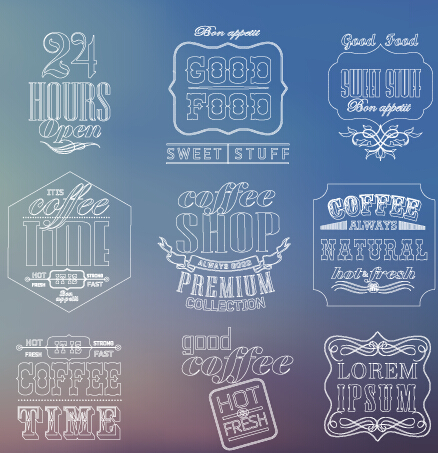 hin line labels vintage style vector 03 White thin line labels vintage style vector 03