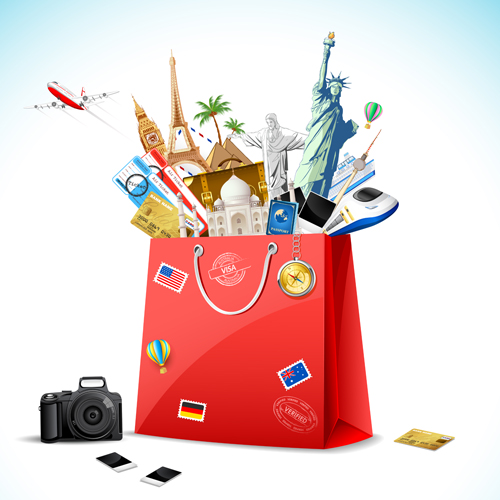 World travelling elements creative vector set 01