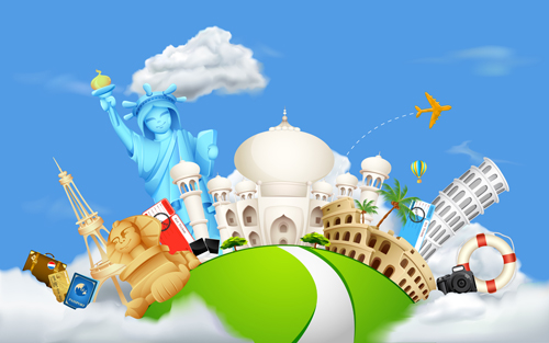World travelling elements creative vector set 02