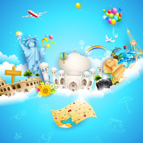 World travelling elements creative vector set 03