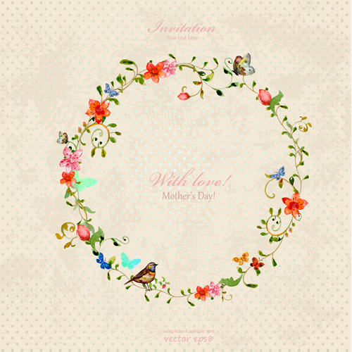 Wreath mother day Invitation cards vector