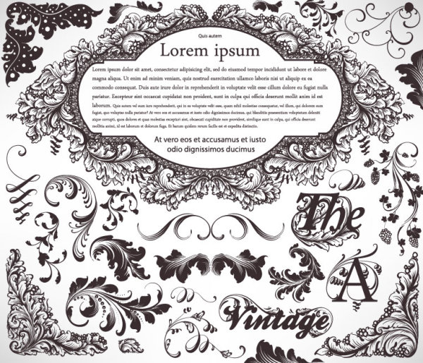 Retro Decorative Ornaments Frames and Borders vector 07