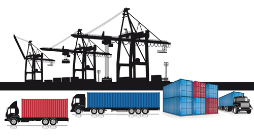 Container shipping design vector set 01