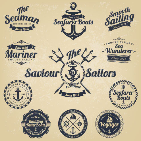 Vintage Navigation Label vector 02