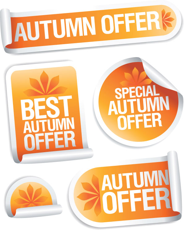Curled Paper Business labels Stickers vector 02