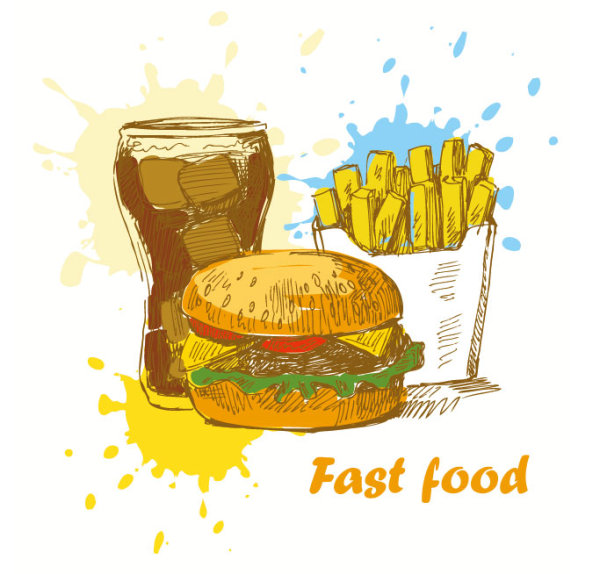 Hand drawn Different food elements vector 04
