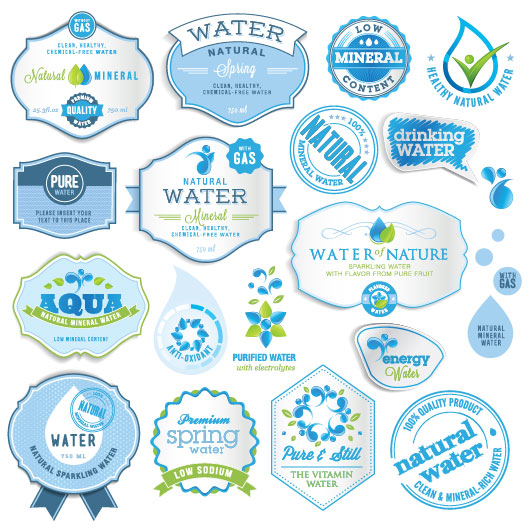 Set of organic food labels vector 04