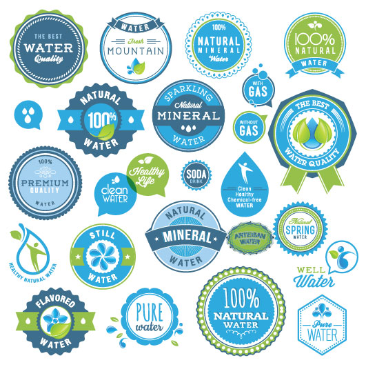 Set of organic food labels vector 05