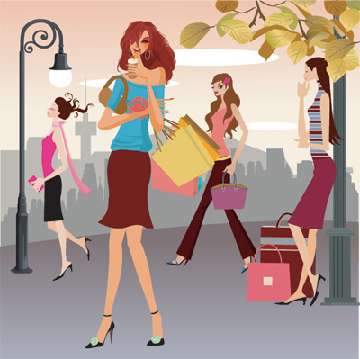Shopping women 02 vector