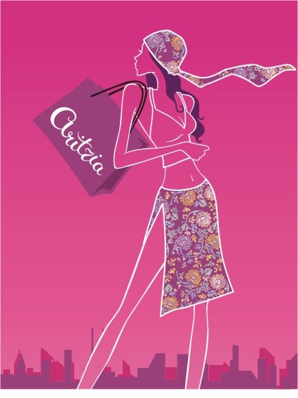vector character shopping female Fashion beauty CDR format beauty silhouette 