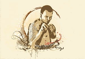 Boxing pose character vector