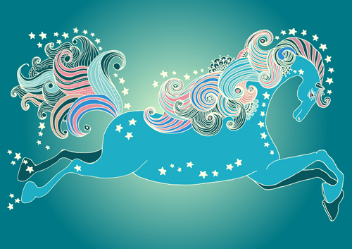 2014 Year of the horse cute design vector 04