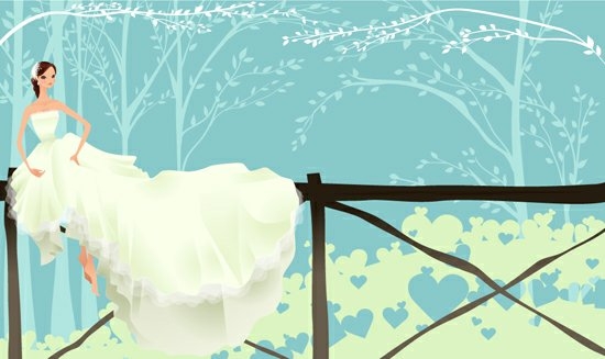 Elements of bride wedding dress Vector