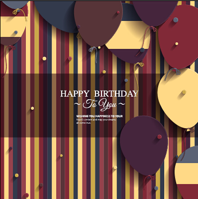 onfetti happy birthday card vector 03 Balloons and confetti happy birthday card vector 03