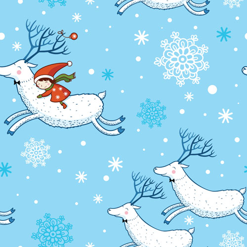 Christmas patterns vector set 01