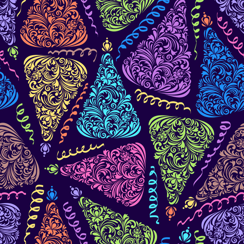 Christmas patterns vector set 04