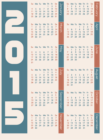Classic 2015 calendar vector design set 05
