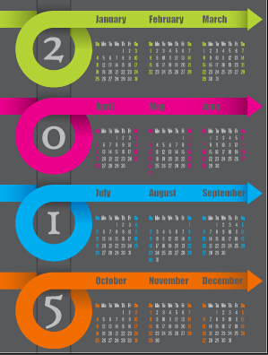 Classic 2015 calendar vector design set 06