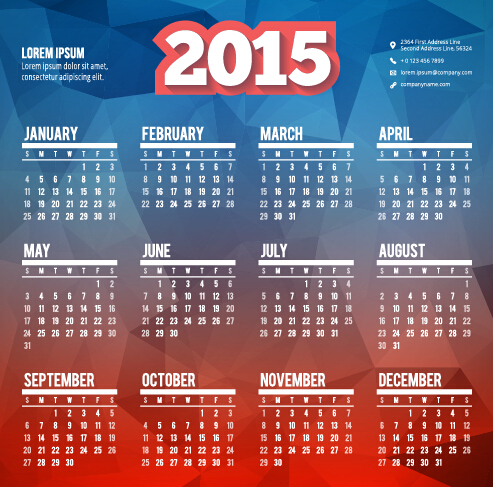 Classic 2015 calendar vector design set 07