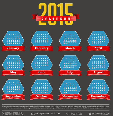 Classic 2015 calendar vector design set 08