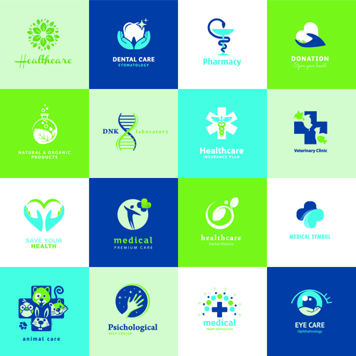 l and healthcare logos vector set 05 Creative medical and healthcare logos vector set 05