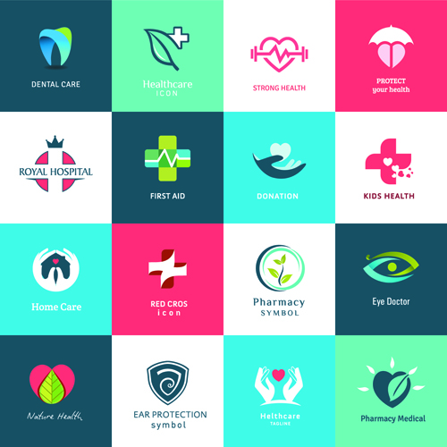 l and healthcare logos vector set 06 Creative medical and healthcare logos vector set 06