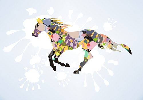 Creative running horse design vector set 04