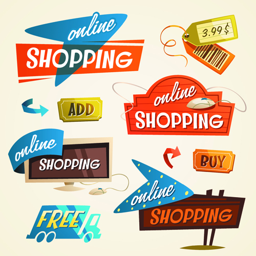 Creative shopping elements set vecter 03