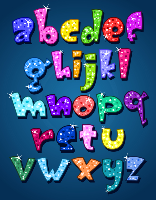 sparkling shiny Lower case alphabet 