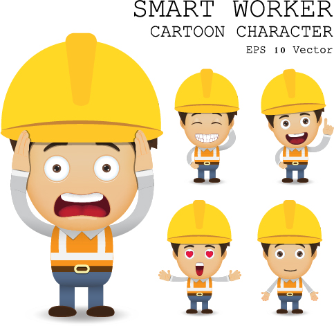 Cute cartoon worker vector set 01