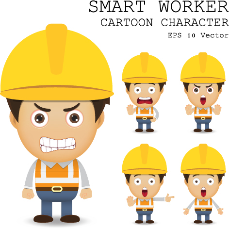 Cute cartoon worker vector set 02
