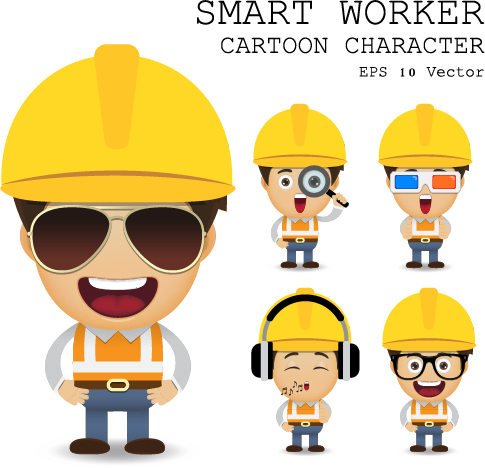 Cute cartoon worker vector set 03