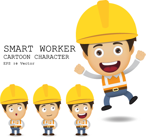 Cute cartoon worker vector set 04