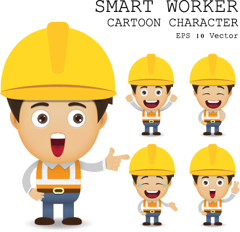 Cute cartoon worker vector set 05