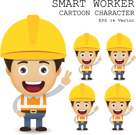 Cute cartoon worker vector set 06