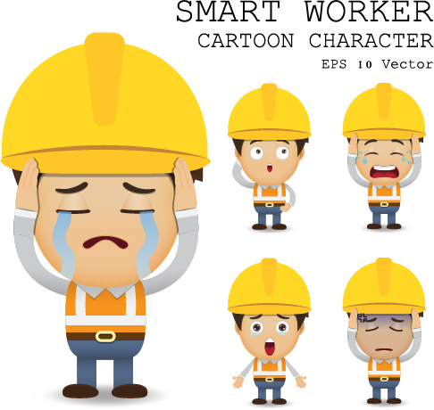 Cute cartoon worker vector set 07