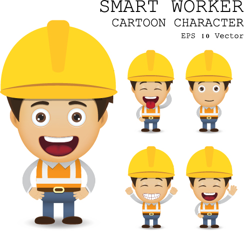 Cute cartoon worker vector set 08