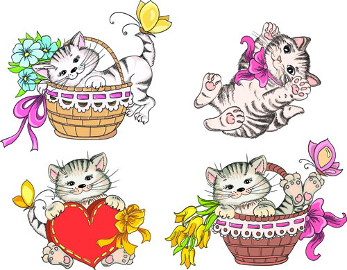 Cute cat design vector material