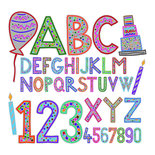 letters and numbers design vector 02 Cute holiday letters and numbers design vector 02