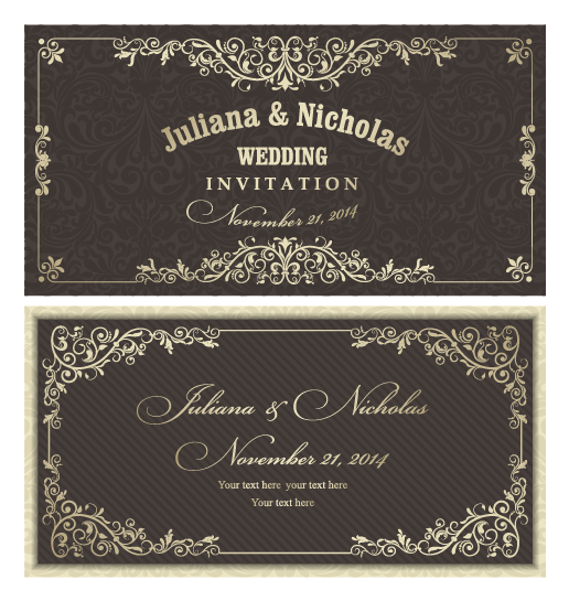 dding invitation cards vector set 04 Decorative pattern wedding invitation cards vector set 04