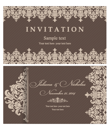 dding invitation cards vector set 05 Decorative pattern wedding invitation cards vector set 05