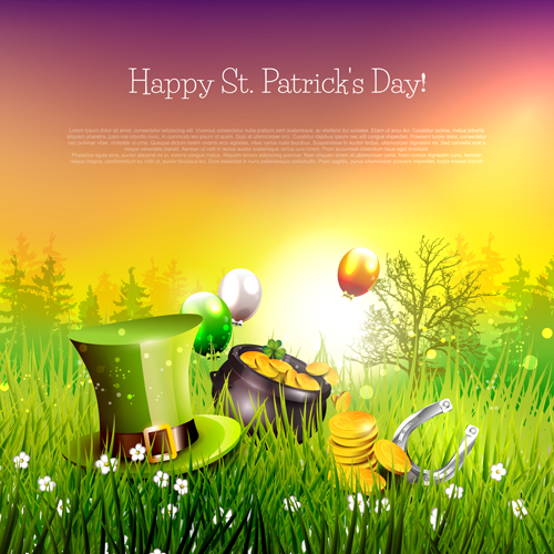 Delicate patricks day art background vecor 02