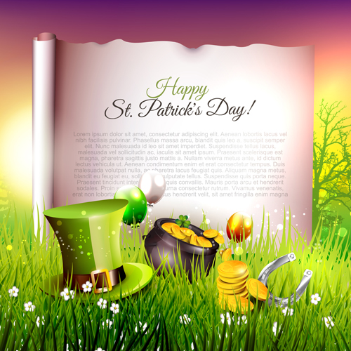 Delicate patricks day art background vecor 03