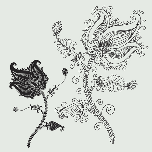 Vector graphic Flower ornaments Pattern 05