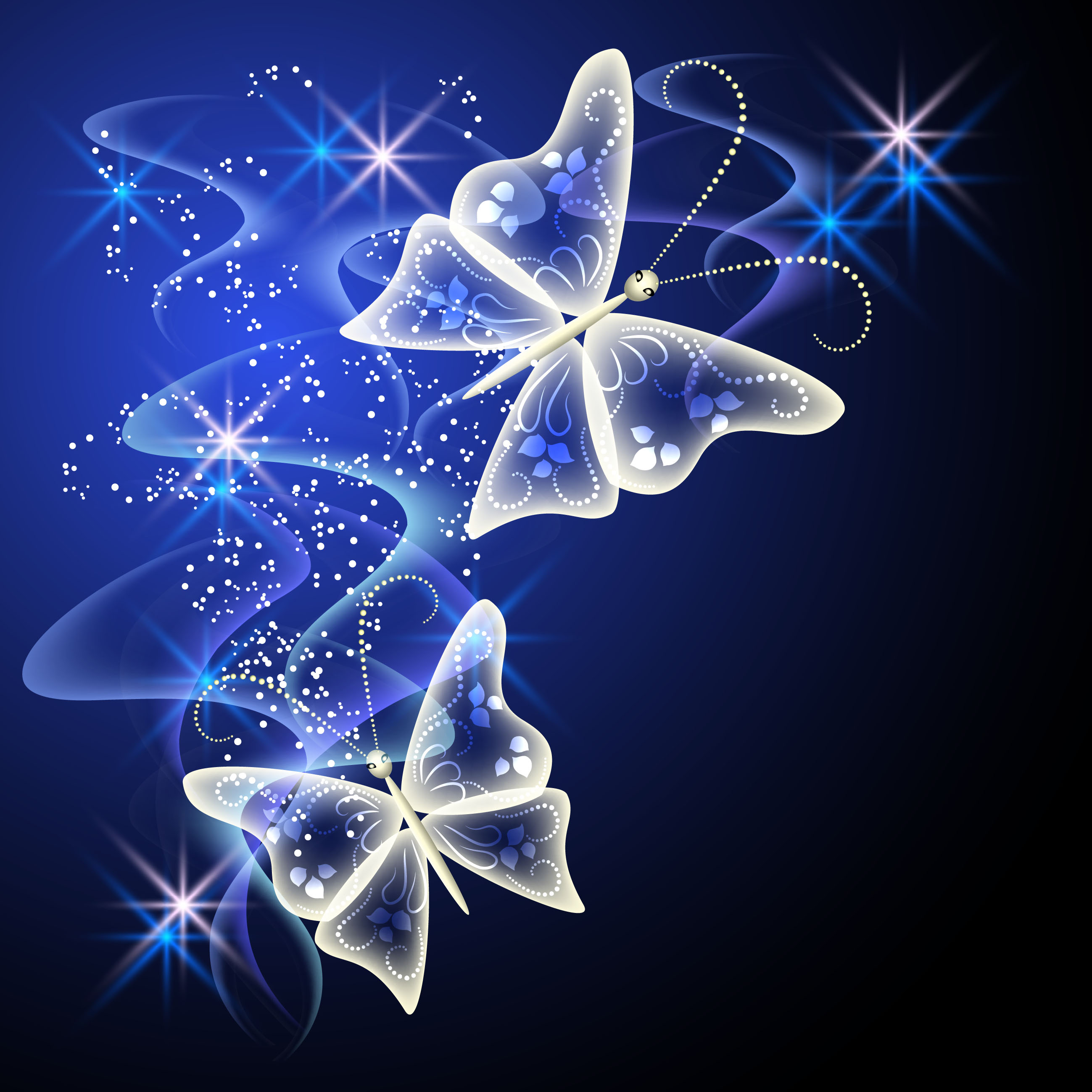 Fantasy butterflies with background vector graphics 02